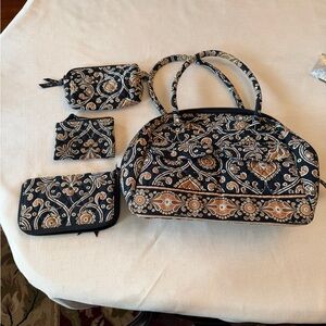 Vera Bradley Black and Gold Paisley Bag Set